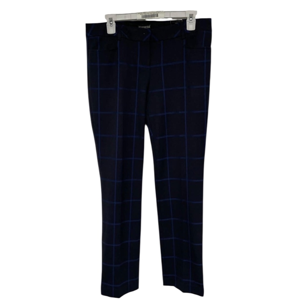 NEW! EXPRESS Women’s Columnist Blue Check Print Slim Fit Ankle Pants – Size 8R